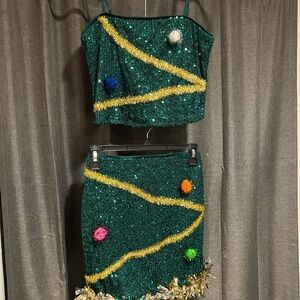 Christmas Tree 2 Piece Top and Skirt Set